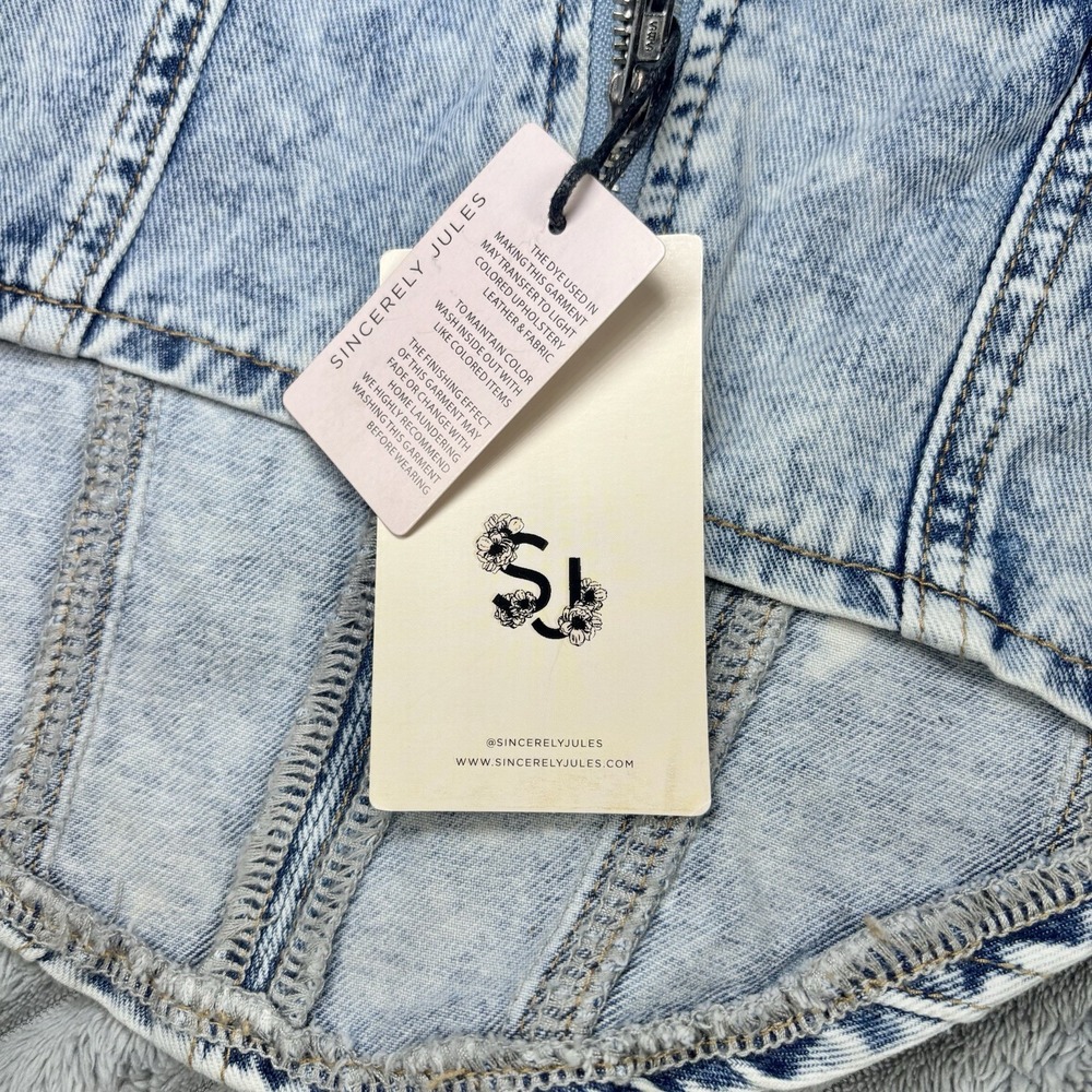 Sincerely Jules NWT Women's Sleeveless Acid Wash Denim Crop‎ Top - Picture 3 of 9